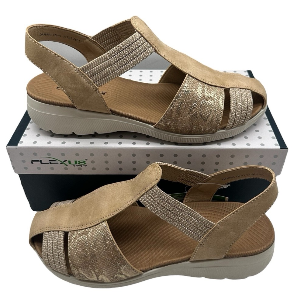 Flexus by Spring Step Damari TN Sandals Womens EU 41 US 9.5-10 Tan Slip On Shoes